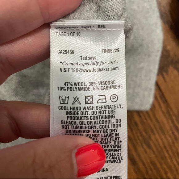 Ted Baker London Gray Sweater Bow Sleeves Cutout Lightweight Size 2 - Picture 9 of 10